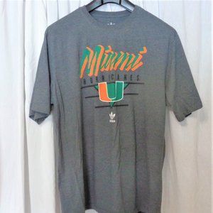 MENS 2XL ADIDAS MIAMI HURRICANES U COLLEGE SPORTS TEE SHIRT UNIVERCITY OF MIAMI